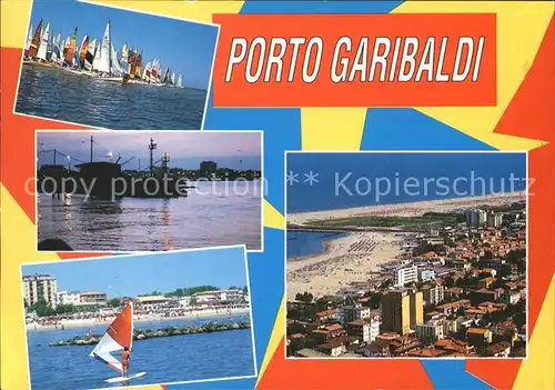 Porto Garibaldi Segelregatta Hafenpartie Fliegeraufnahme Kat. Lidi di Comacchio