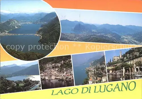 Lago di Lugano Panorama Luganersee Alpen Kat. Italien