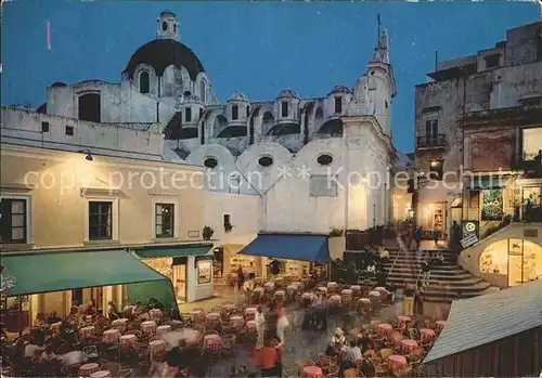 Capri Piazzetta notturno Kleine Platz bei Nacht Strassencafe Kat. Golfo di Napoli