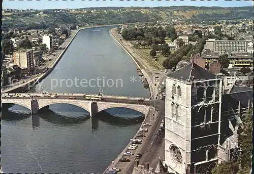 Huy la Meuse Pont Baudouin et Collegiate Kat. Huy