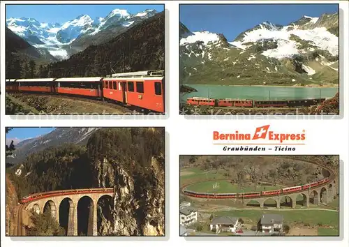 Berninabahn Bernina Express Montebello Kehre Lago Bianco Landwasserviadukt Kat. Eisenbahn