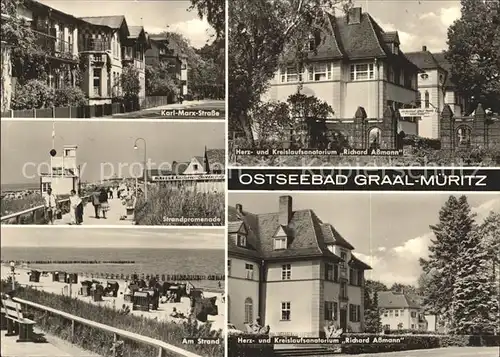 Graal Mueritz Ostseebad Karl Marx Strasse Strandpromenade Herz u. Kreislaufsanatorium Richard Assmann  Kat. Seeheilbad Graal Mueritz