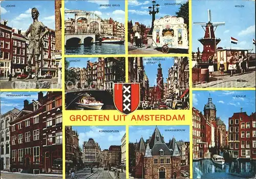 Amsterdam Niederlande Jochie Rembrandt Huis Magere Brug  Gracht Koningsplein Waaggebouw Molen Kat. Amsterdam