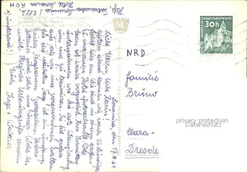 Vysoke Tatry Tatranska Lomnica Morava Kat. Slowakische Republik