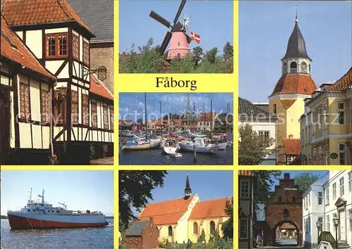 Faborg Kirche Tor Windmuehle Hafen  Kat. Daenemark