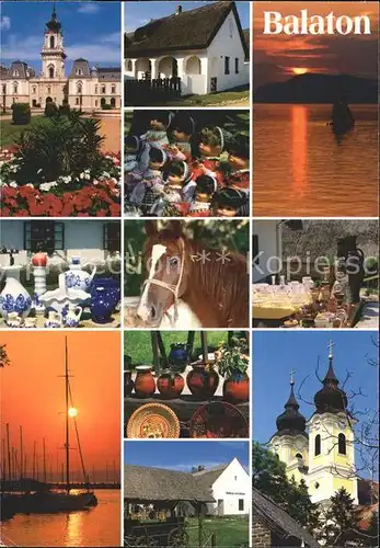 Balaton Plattensee Kirche Pferd Hafen  Kat. Ungarn