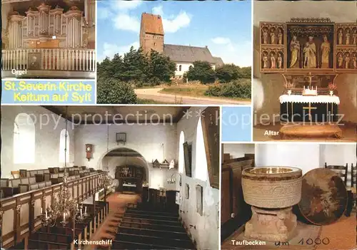 Keitum Sylt St. Severin Kirche Altar Orgel  Kat. Sylt Ost