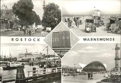 Rostock Warnemuende Dorfstrasse Strand Hafen Hotel Neptun Teepott Leuchtturm Kat. Rostock