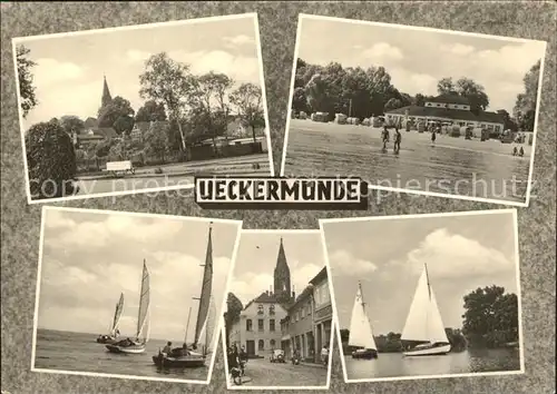 ueckermuende Park Strand Segelpartien Kirche Kat. Ueckermuende