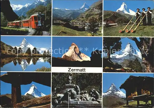 Zermatt VS Bergbahn Total Alphornblaeser Matterhorn Skulptur Findelen Kat. Zermatt