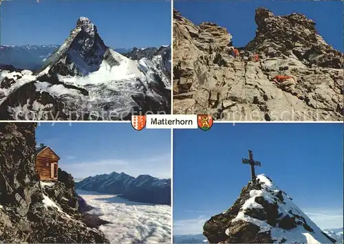 Zermatt VS Matterhorn Am Hoernligrat Sovay Huette Gipfelkreuz Kat. Zermatt