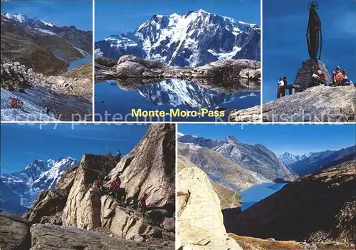 Monte Moro Pass Total und Teilansichten Saas Tal Denkmal