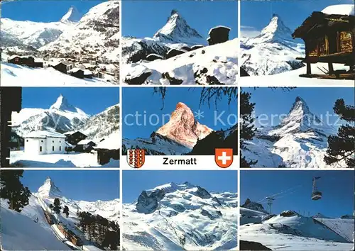 Zermatt VS Teilansichten Matterhorn Findelen Kapelle Bergbahn Luftseilbahn Kat. Zermatt