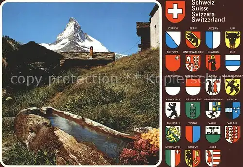 Zermatt VS Findelen mit Matterhorn Walliser Alpen Wappen Kat. Zermatt