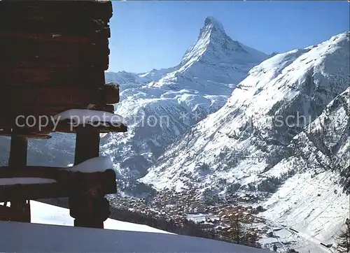 Zermatt VS Winterpanorama mit Matterhorn Walliser Alpen Kat. Zermatt