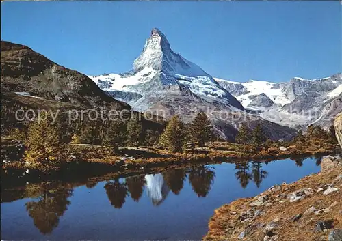Zermatt VS Grindjisee Wasserspiegelung Matterhorn Walliser Alpen Kat. Zermatt