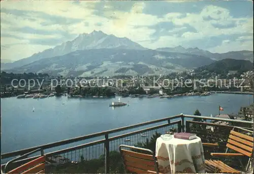 Luzern LU Hotel Montana Aussicht vom 5. Stock Vierwaldstaettersee Pilatus Kat. Luzern