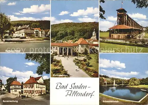 Allendorf Bad Sooden Kurhaus Hotel Kurmittelhaus Gradierwerk Schwanenteich Kurverwaltung Kat. Bad Soden am Taunus