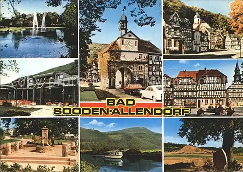 Allendorf Bad Sooden Teilansichten Fachwerkhaeuser Torbogen Brunnen Gedenkstein Fontaene Kat. Bad Soden am Taunus