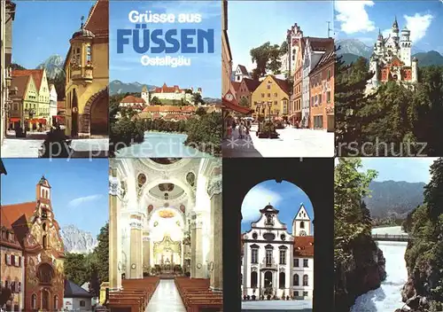 Fuessen Allgaeu Altstadt St Mang Klosterkirche Schloss Edelsberg Fussgaengerzone Koenigsschloss Neuschwanstein Spitalkirche Lechfall Kat. Fuessen