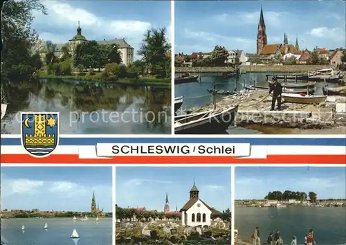Schleswig Schlei Teilansichten Kirche Kapelle Hafen Fischerboot Kat. Erfde