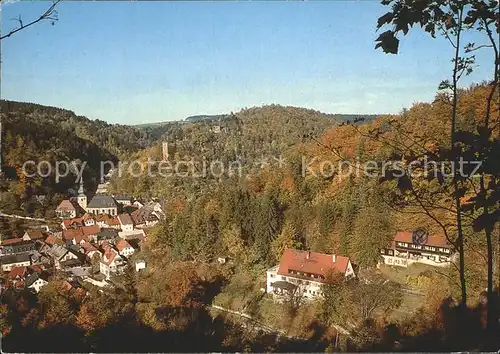 Bad Berneck Teilansicht mit Gasthof Pension Zur Quelle Herbststimmung Kat. Bad Berneck Fichtelgebirge