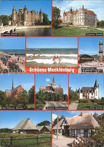 Mecklenburg Sehenswuerdigkeiten der Region Schloesser Leuchtturm Muenster Kirche Alte Kate Strand Ostsee Kat. Schwerin