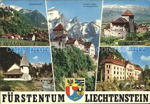 Liechtenstein  Regierungsgebaeude Schloss Vaduz Kirchlein in Steg Kat. Liechtenstein