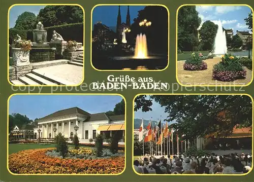 Baden Baden Kurpark Fontaene Konzertpavillon Casino Kat. Baden Baden