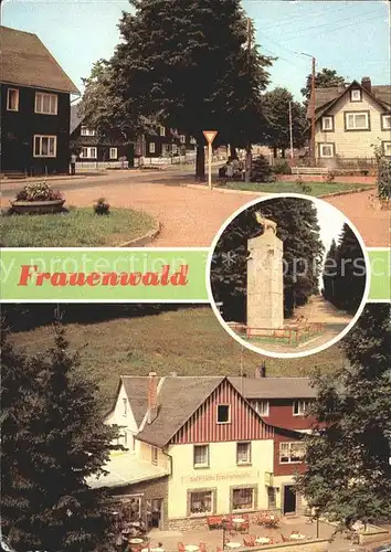 Frauenwald Thueringen Platz des Friedens Monument Waldgaststaette Fraubachmuehle Kat. Frauenwald