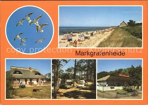 Markgrafenheide Moewen Strand Rohrdachhaus Campingplatz Gaststaette Krakus Kat. Rostock Mecklenburg Vorpommern