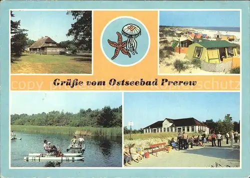 Prerow Ostseebad Rohrdachhaus Zeltplatz Wassertreter Prerowstrom Duenenhaus Stranduebergang Kat. Darss