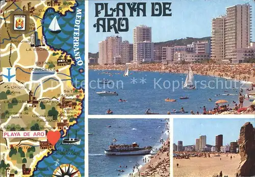 Playa de Aro Cataluna Hotel Strand Landkarte   Kat. Baix Emporda