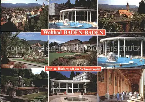 Baden Baden Stadtblick Kuranlagen Baeder Kirche Kat. Baden Baden
