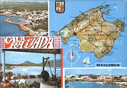 Cala Ratjada Mallorca Fliegeraufnahme Inselkarte Teilansichten Kat. Spanien