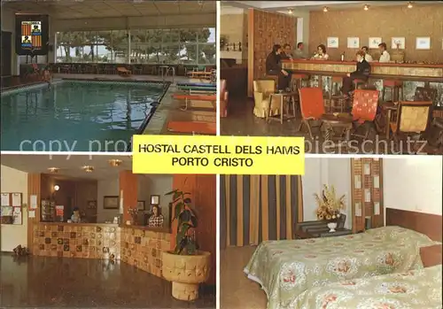 Porto Cristo Hostal Castell dels Hams Hallenbad Bar Rezeption Zimmer Kat. Mallorca