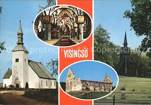 Visingsoe Brakekyrkan och Visingsborgs Slottsruin samt klockstapel Kat. Schweden