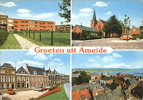 Ameide Wohnblock Kirche Strassenpartie Teilansicht Kat. Niederlande