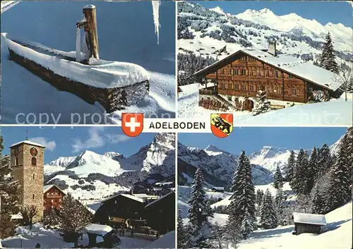 Adelboden Brunnen Kirche Muehleweidli Kat. Adelboden