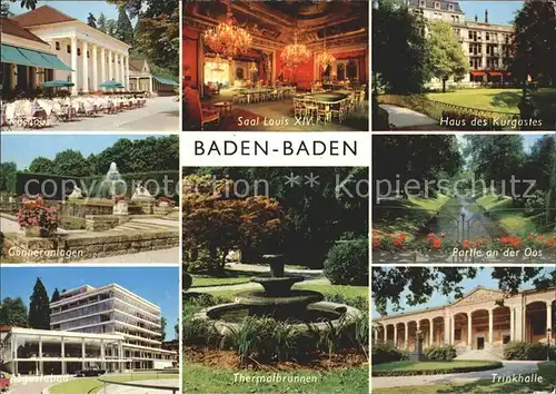 Baden Baden  Thermalbrunnen Saal Louis XIV Trinkhalle Haus Kurgast Kat. Baden Baden