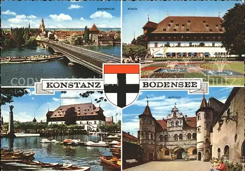 Konstanz Bodensee Rheinbr?cke Konzil Gondelhafen Rathaus Kat. Konstanz