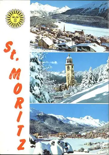Moritz GR St Kirche See Haeuser / St Moritz /Bz. Maloja