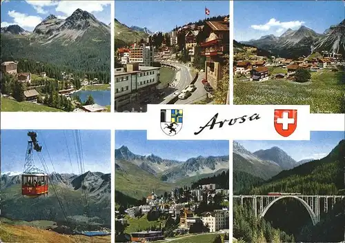 Arosa GR Seilbahn Berge See Bruecke Kat. Arosa