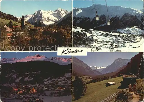 Klosters GR Abendrot Madrisahorn Silvrettagletscher Gondelbahn Kat. Klosters