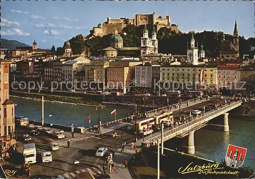 Salzburg Oesterreich Altstadt Hohensalzburg Staatsbruecke Salzach Kat. Salzburg