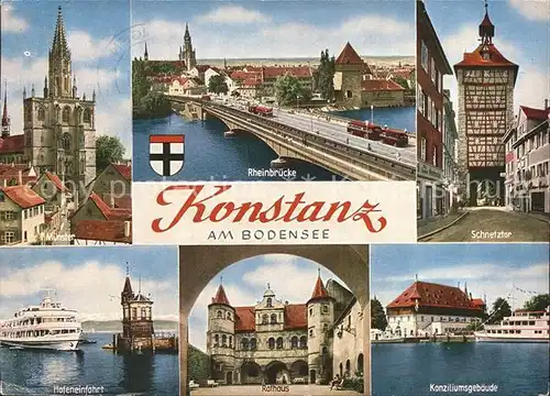 Konstanz Bodensee Schnetztor Muenster Rheinbruecke Kat. Konstanz