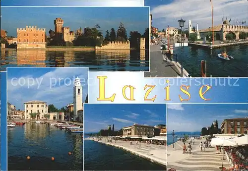 Lazise Lago di Garda See Strandpromenade Burg Nachtaufnahme Kat. Lazise