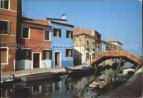 Burano Venezia Bruecke Boote Kat. Laguna di Venezia
