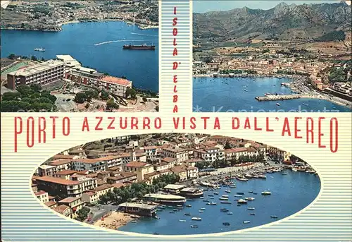 Isola d Elba Porto Azzurro Strand Segelboote Fliegeraufnahme  Kat. Italien