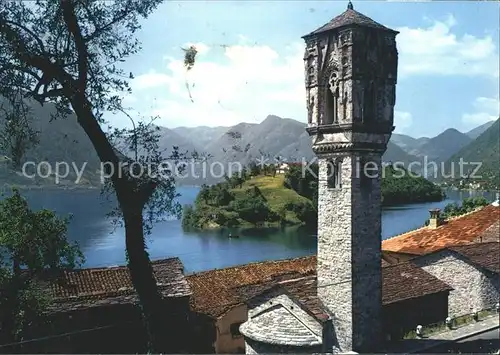 Lago di Como Torre Gotica isola Comacina Kat. Italien